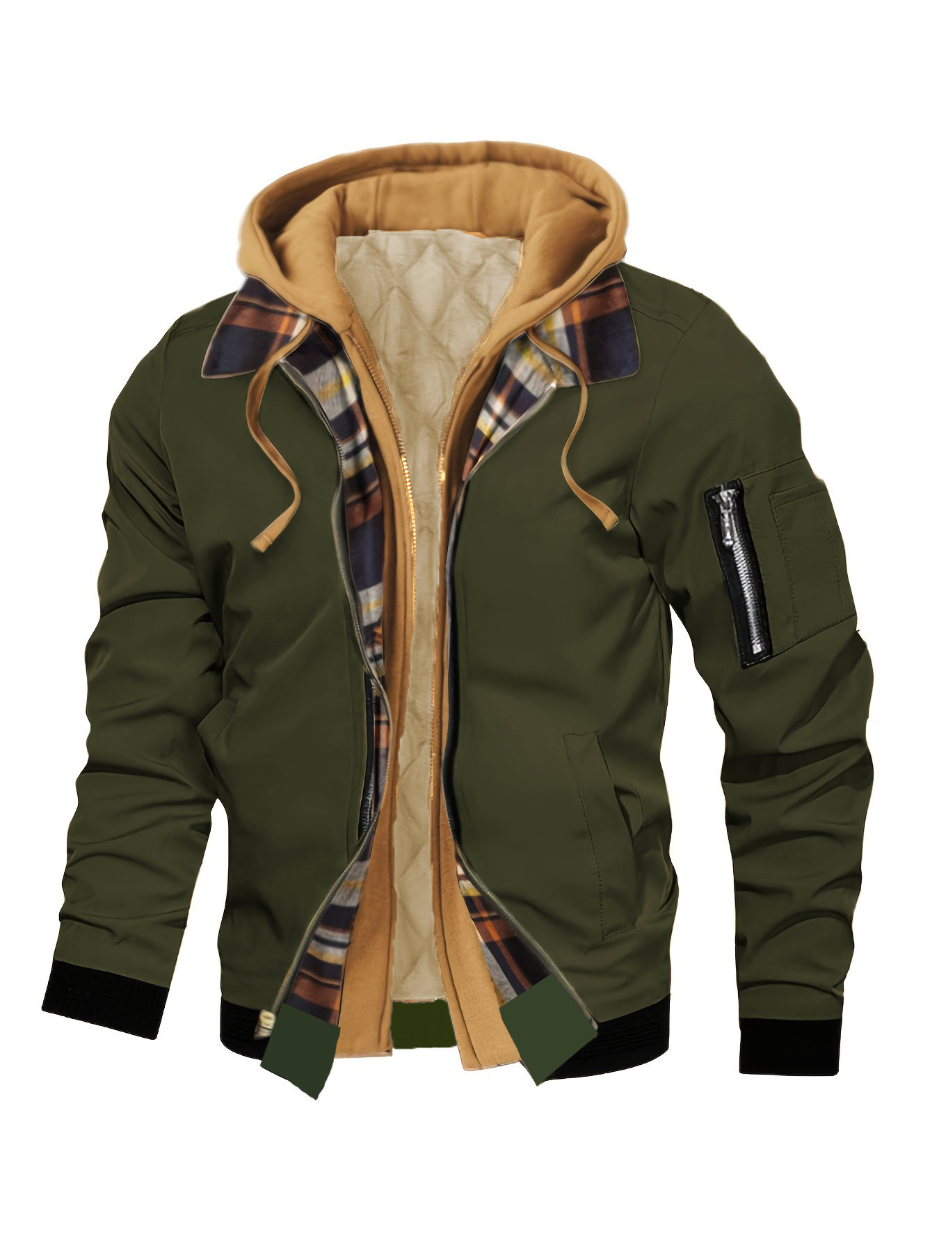 Men Can’t Resist These Workwear-Style Hooded Jackets with Plaid Lining