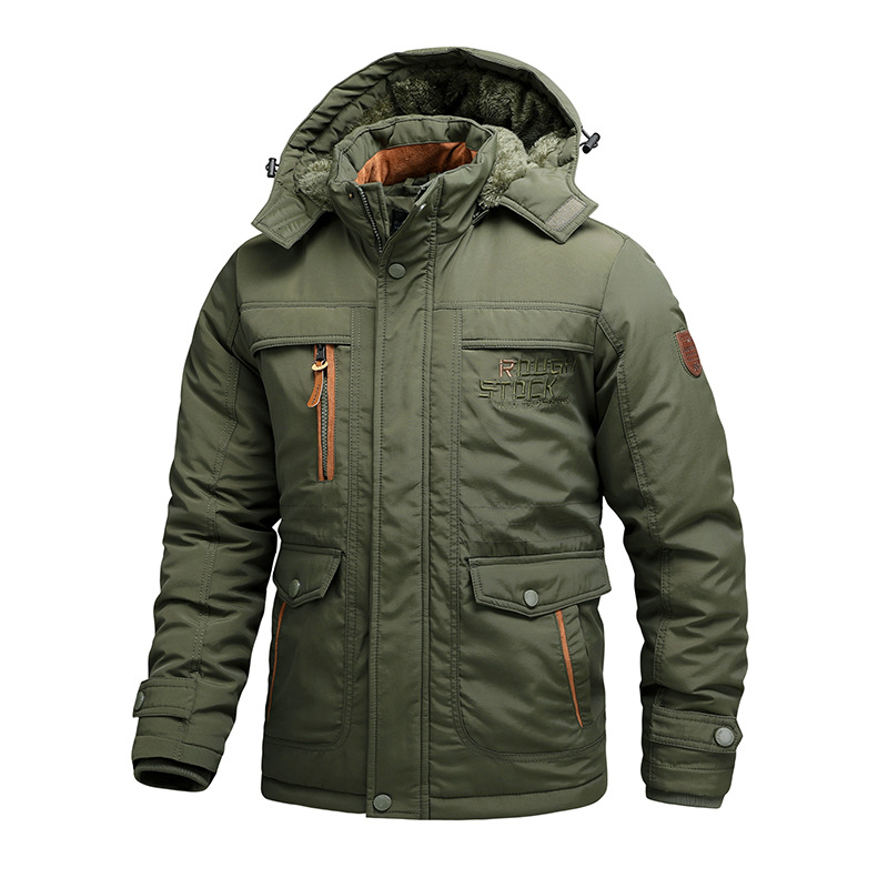 Men's Mountain Waterproof Jacket Stand Collar Military Jackets Winter Warm Hooded Coat