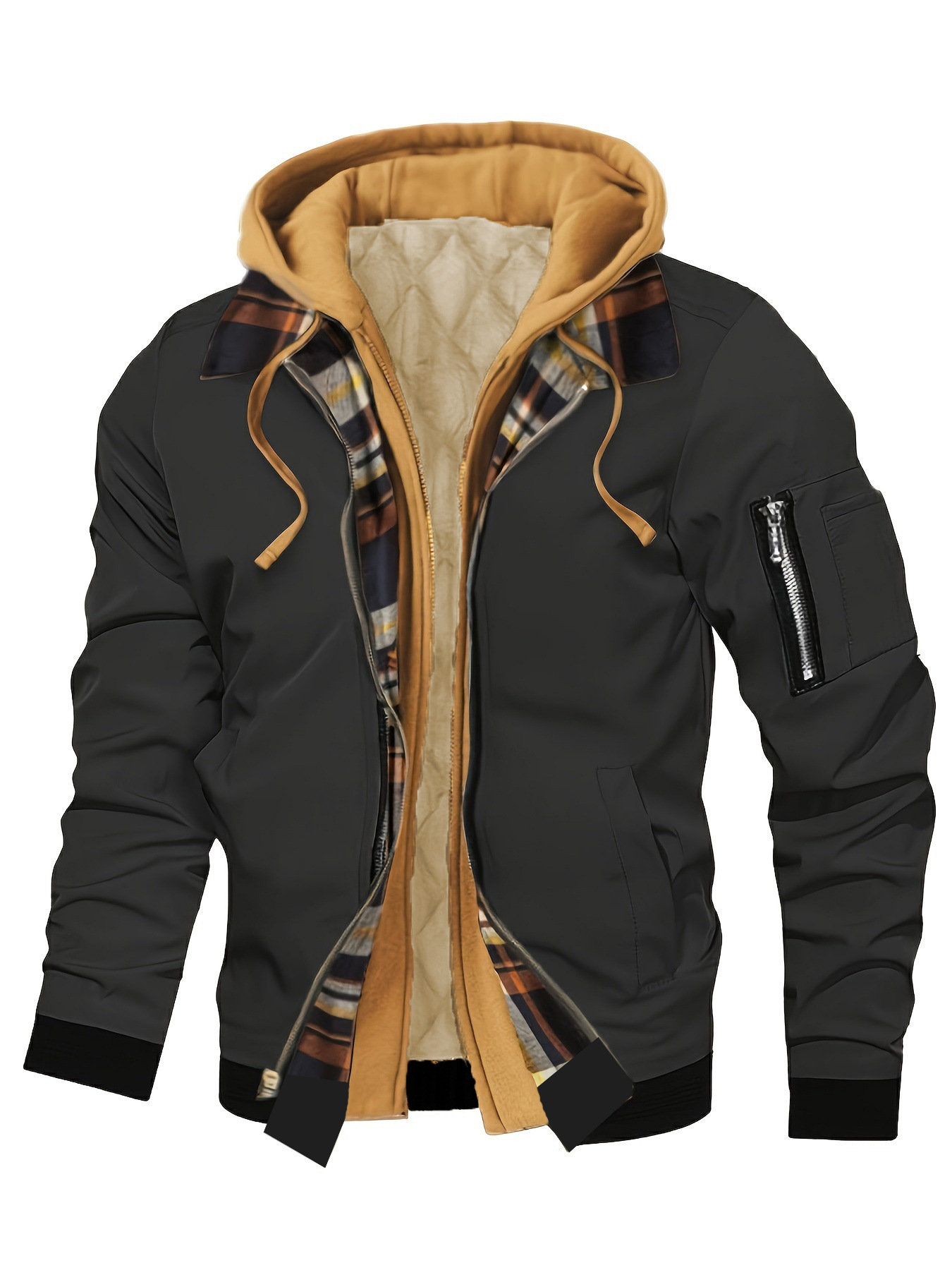 Men Can’t Resist These Workwear-Style Hooded Jackets with Plaid Lining