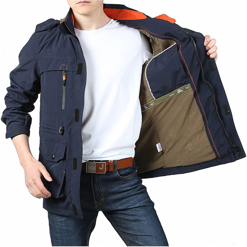 Men's Mountain Waterproof Jacket Stand Collar Military Jackets Winter Warm Hooded Coat