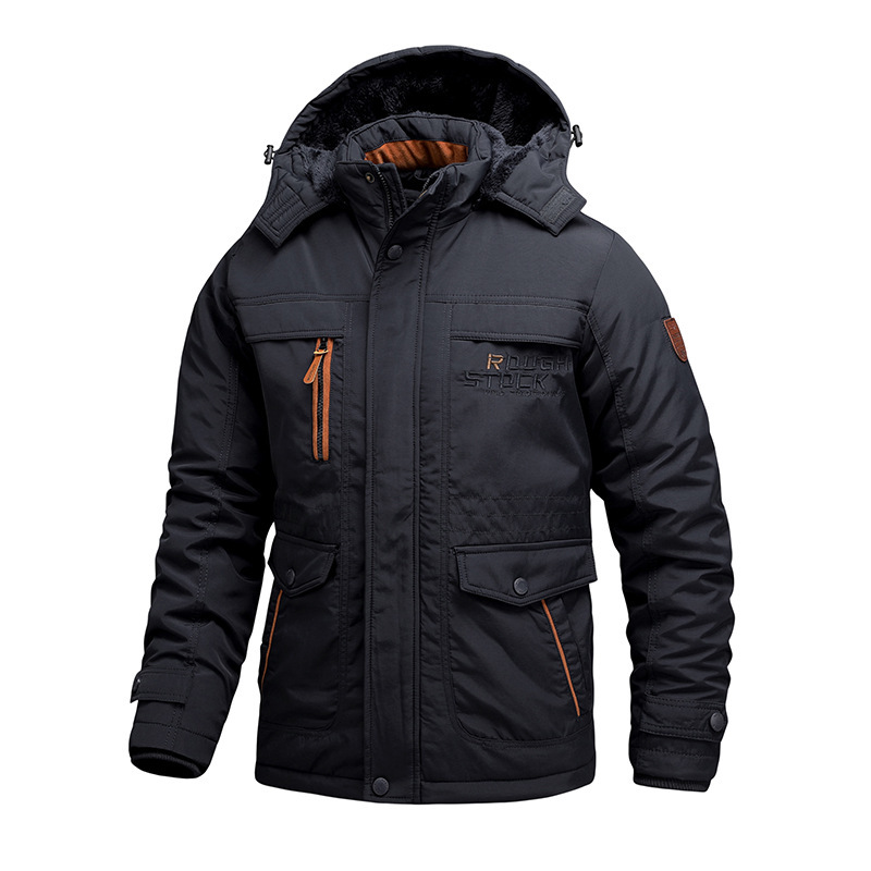 Men's Mountain Waterproof Jacket Stand Collar Military Jackets Winter Warm Hooded Coat