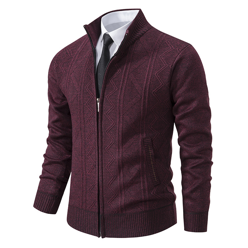 Men'S Knitted Top Slim High Neck Long Sleeve Sweater Cardigan Warm Coat Cardigan Mens Sweater Fall