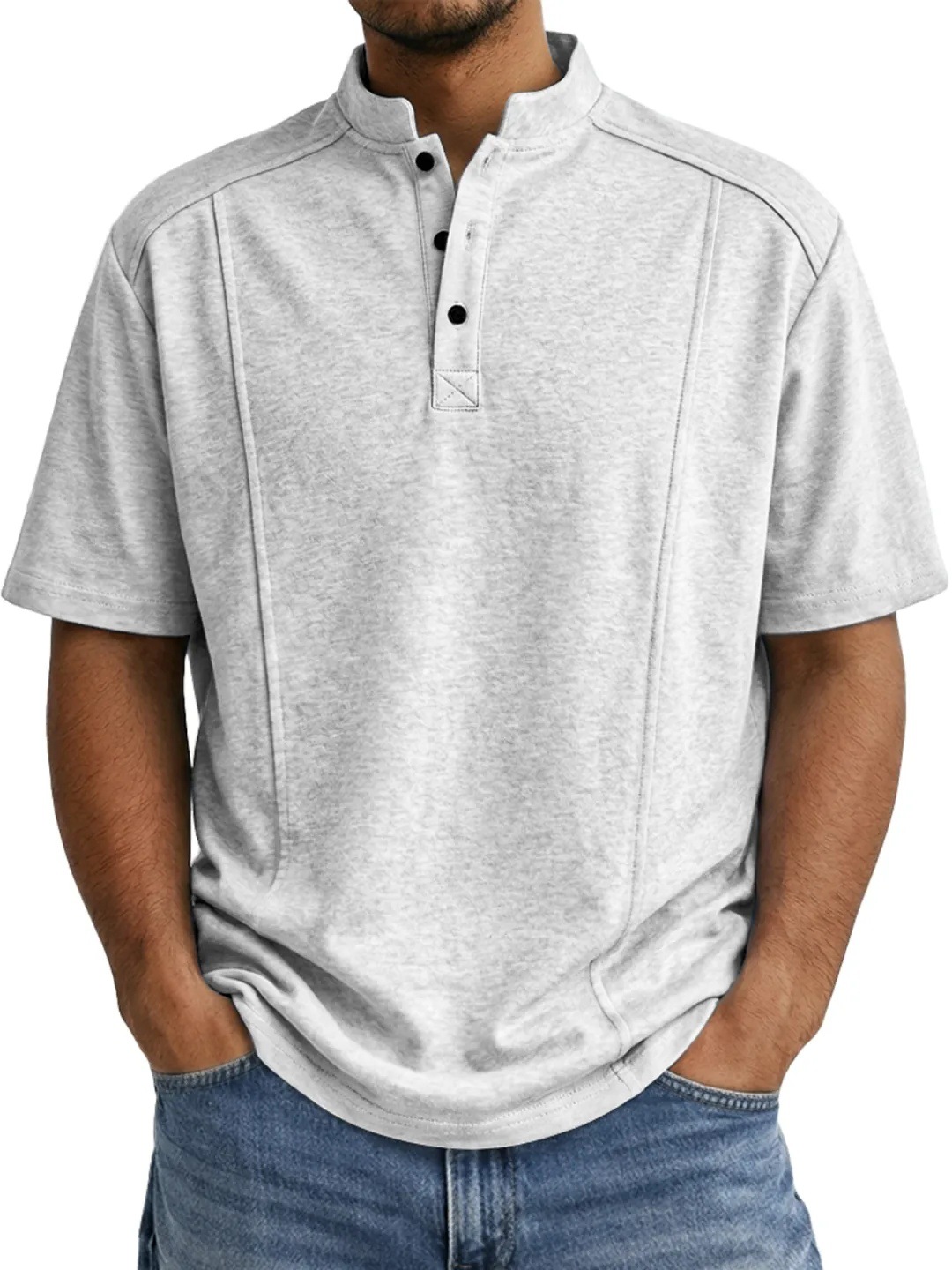 Men’s Casual Henley Polo Shirt Short Sleeve – Breathable Summer Top