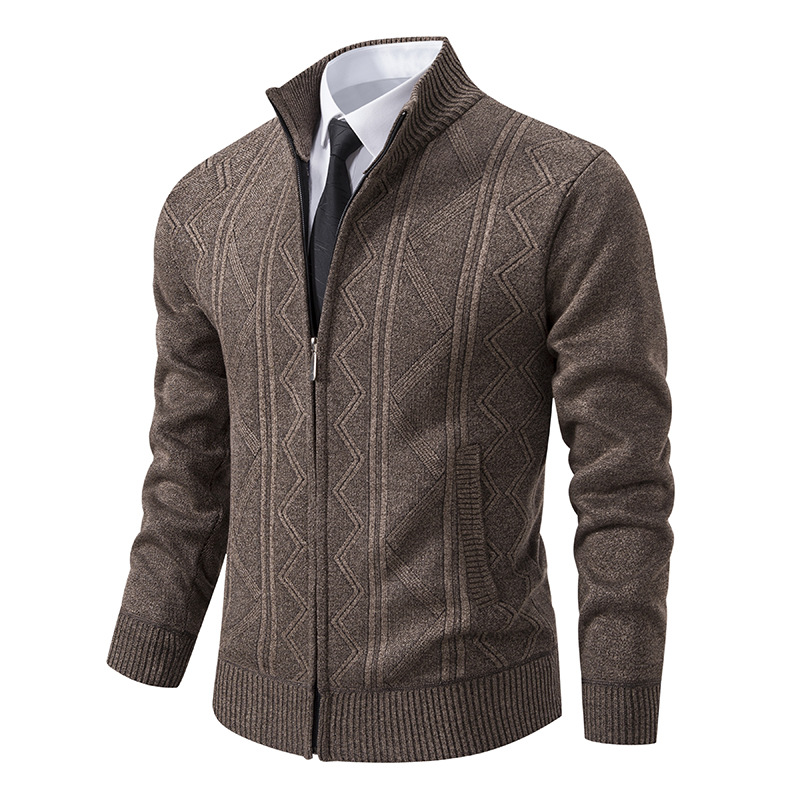 Men'S Knitted Top Slim High Neck Long Sleeve Sweater Cardigan Warm Coat Cardigan Mens Sweater Fall
