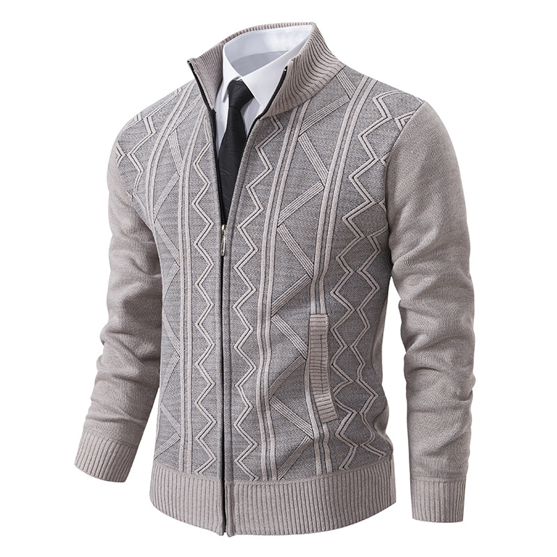 Men'S Knitted Top Slim High Neck Long Sleeve Sweater Cardigan Warm Coat Cardigan Mens Sweater Fall