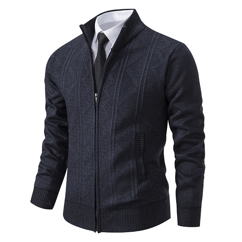 Men'S Knitted Top Slim High Neck Long Sleeve Sweater Cardigan Warm Coat Cardigan Mens Sweater Fall