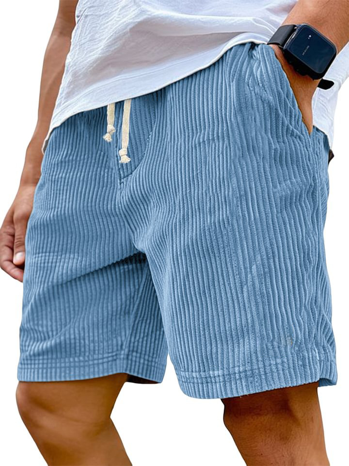 Men's Practical Multi-Pocket Cargo Shorts Corduroy Embroidered Logo Stylish Loose Everyday Shorts