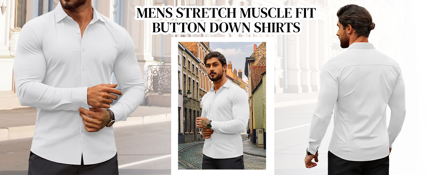 mens muscle fit dress shirt