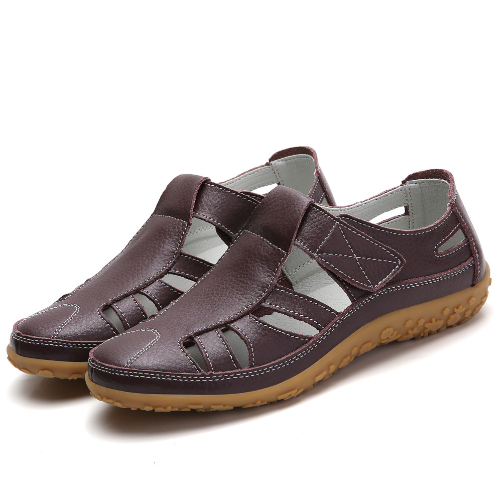🎁LAST DAY 70% OFF🎁-Women’s Retro Orthopedic Leather Sandals: Soft Sole Walking Shoes with Corrective Arch Support & Adjustable Velcro Straps for All-Day Relief