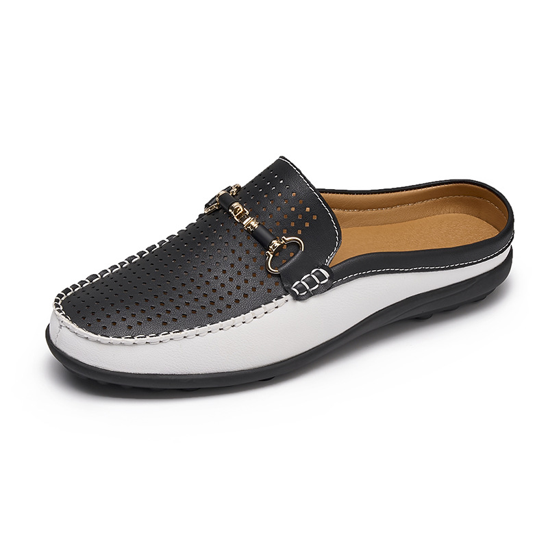 Italian Men Leather Slip-On Loafers Half Slippers Moccasins Walking Home Shoes