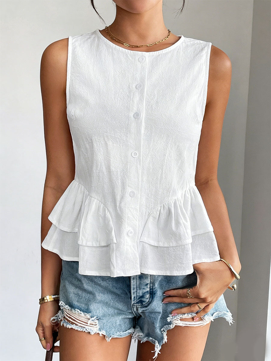 CLEARANCE🔥 Women's Casual Sleeveless Ruffled Hem Shirt