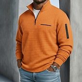 Men's Waffle Polo Shirts Textured Sports & Outdoor Casual Long Sleeve Fashion Comfortable Cross-Seasons