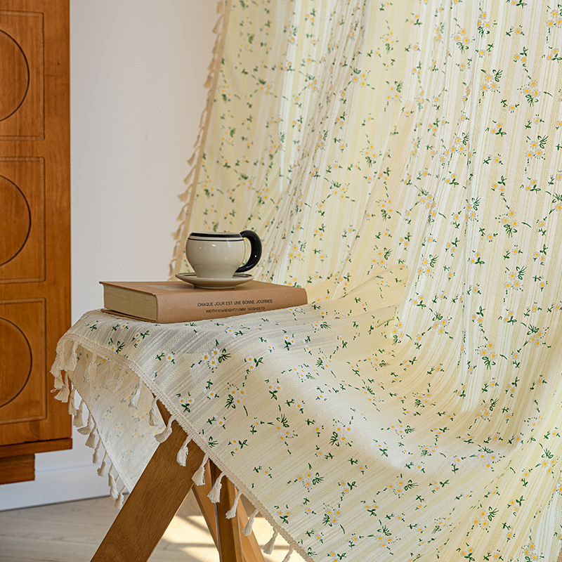 Cotton INS Style Fresh & Creamy Curtain │ Short Window / Divider │ Ready-Made for Kitchen & Bay Window