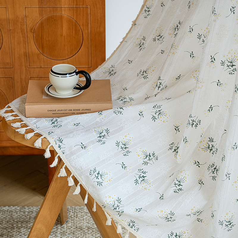 Cotton INS Style Fresh & Creamy Curtain │ Short Window / Divider │ Ready-Made for Kitchen & Bay Window