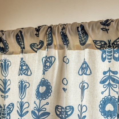 Nordic INS Style Green Plant Printed Curtain │ Semi-Blackout │ No-Drill Ready-Made │ Balcony & Bay Window