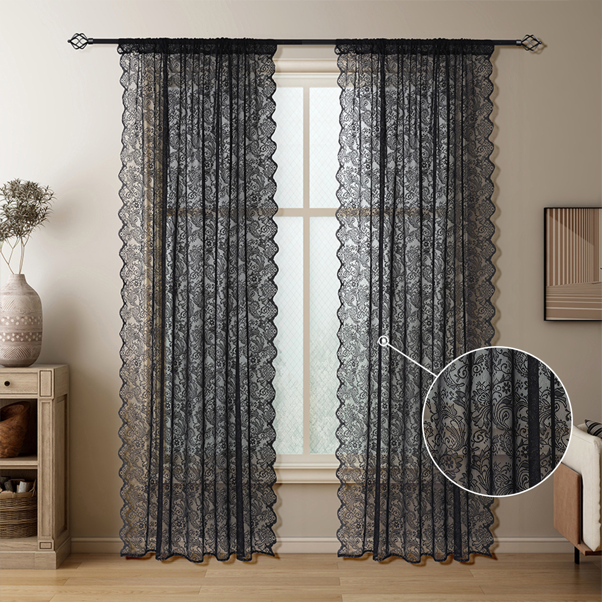 New Peacock Feather Knitted Lace Curtain │ Semi-Blackout │ Vintage Decorative │ Living Room & Bedroom