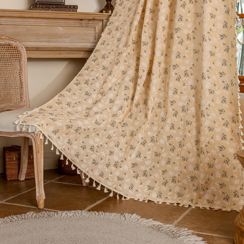 Nordic INS Style Green Plant Printed Curtain │ Semi-Blackout │ No-Drill Ready-Made │ Balcony & Bay Window