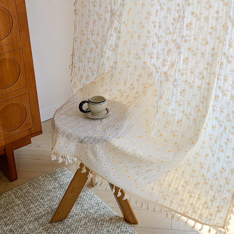 Cotton INS Style Fresh & Creamy Curtain │ Short Window / Divider │ Ready-Made for Kitchen & Bay Window