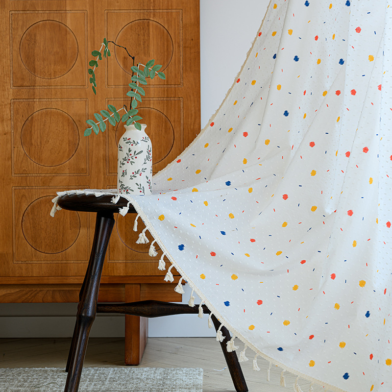 Cotton INS Style Fresh & Creamy Curtain │ Short Window / Divider │ Ready-Made for Kitchen & Bay Window