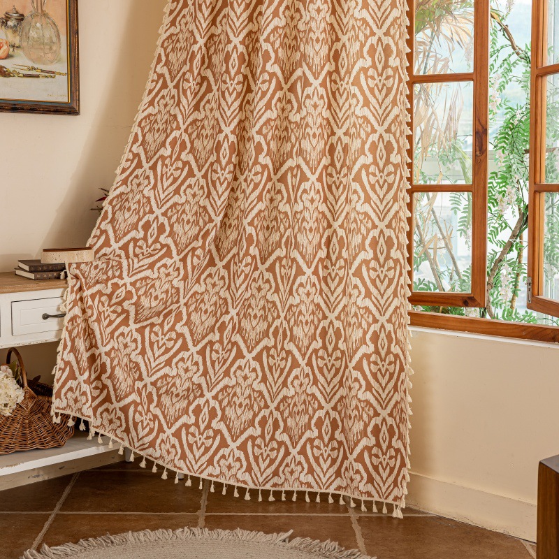 Nordic INS Style Green Plant Printed Curtain │ Semi-Blackout │ No-Drill Ready-Made │ Balcony & Bay Window