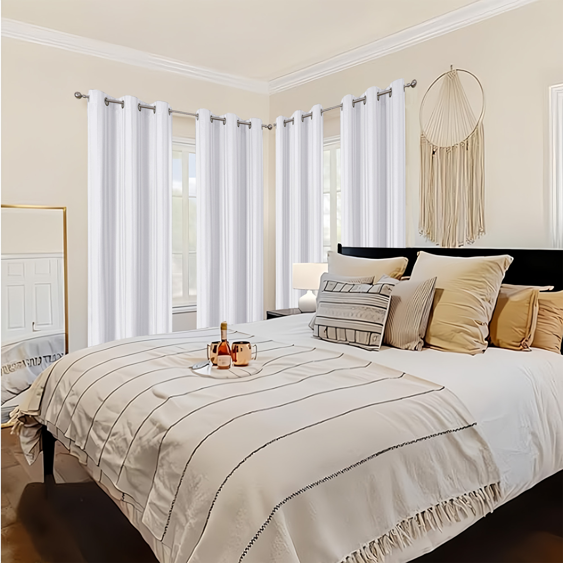 Full Blackout Grommet Curtain │ Pre-Coated Black Film │ Sun & Heat Blocking │ Ready-Made