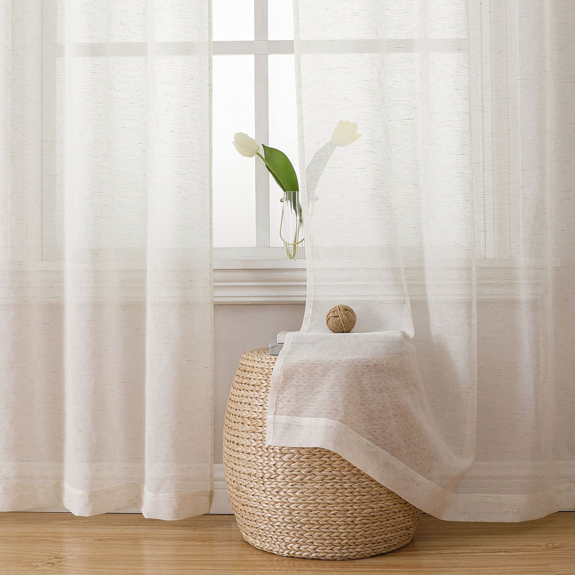 Home Use Polyester-Linen Curtain │ Popular Amazon/TEMU Hot-Selling Sheer │ Customizable Size & Style