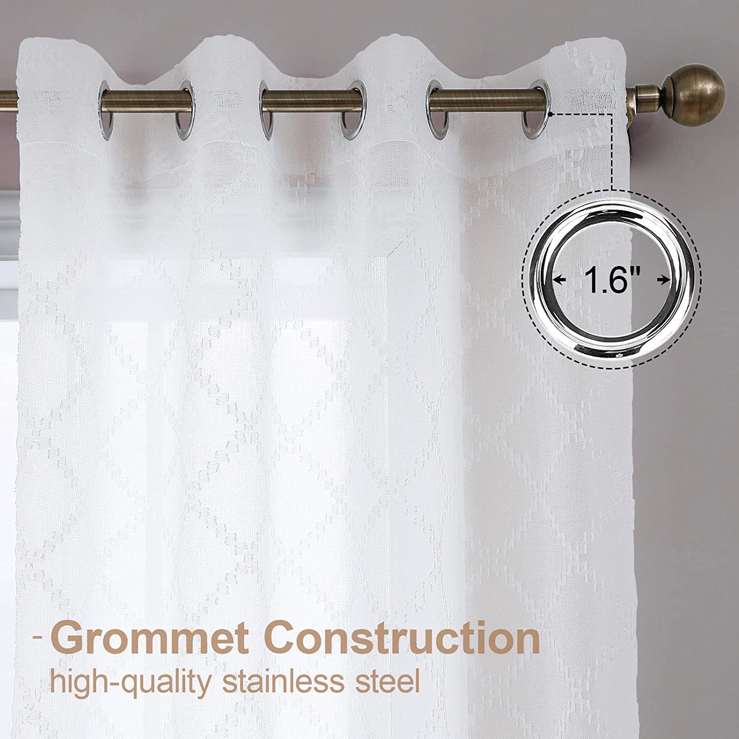 Nordic Style Faux Linen Embroidered Sheer Curtain │ Light-Filtering & Privacy-Friendly