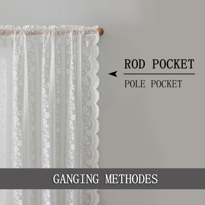 New Vertical Stripe Rose Knitted Lace Curtain │ Rod Pocket │ Semi-Blackout │ Elegant Window Décor