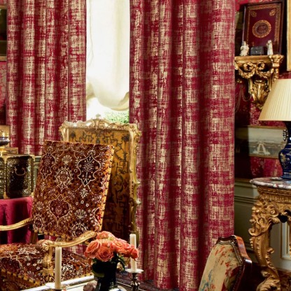 Christmas Red Gold-Stamped Curtain — Festive Holiday Window Decor for Bedroom & Living Room