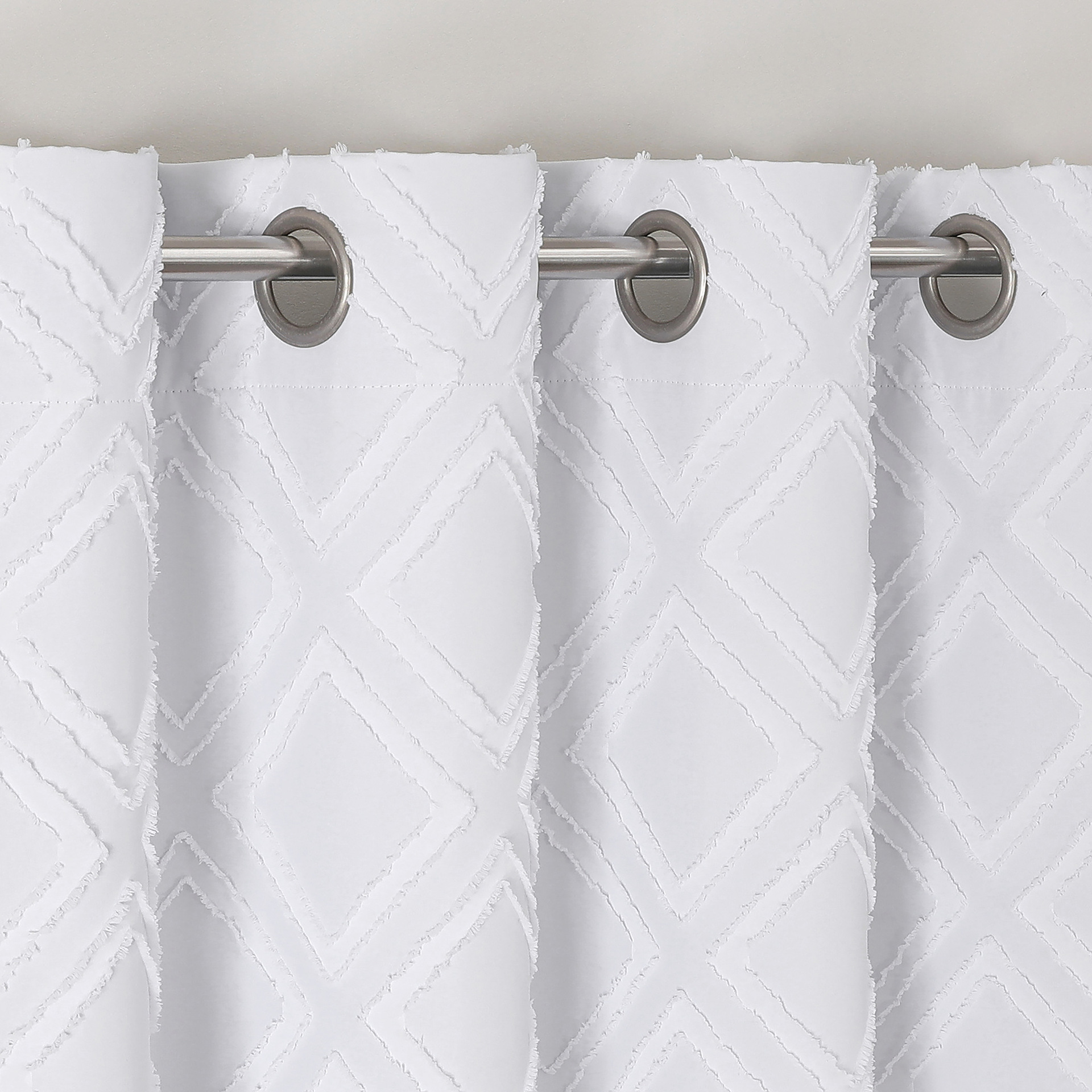 3D Cutout Diamond Blackout Curtain │ Geometric Grommet Top 