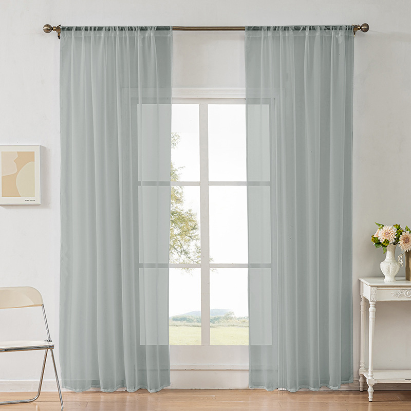 Solid Color Polyester Sheer Curtains – Semi-Transparent Light-Filtering Drapes