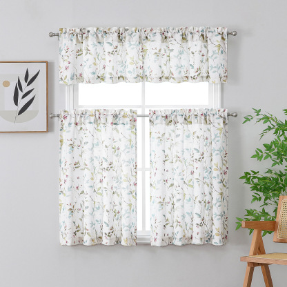 Customizable Printed Kitchen Curtain │ Home Use Floral Sheer │ Hot-Selling Cross-Border New Product