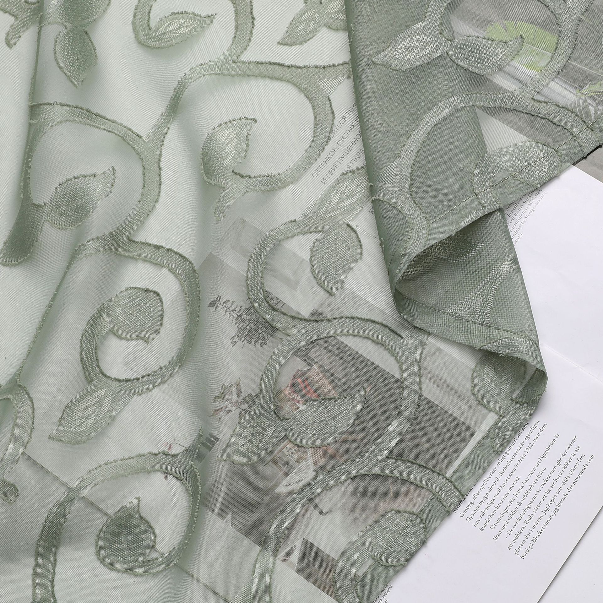 Modern Home Sheer Curtain │ Light-Filtering Solid Color │ Perforated & Cutout Design │ Customizable & Hot-Selling Export