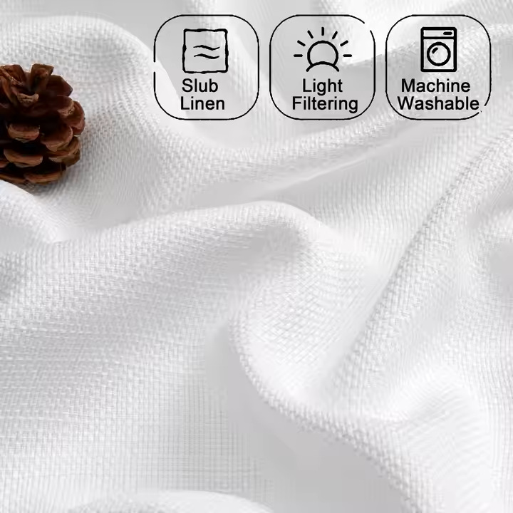 Best-Selling Thick Faux Linen Cafe Curtain │ Customizable │ Light-Filtering Ready-Made for Living Room & Bedroom
