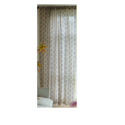 New Coffee Short Curtain │ Semi-Blackout │ Small Window │ Blue Printed Panel │ Ready-Made