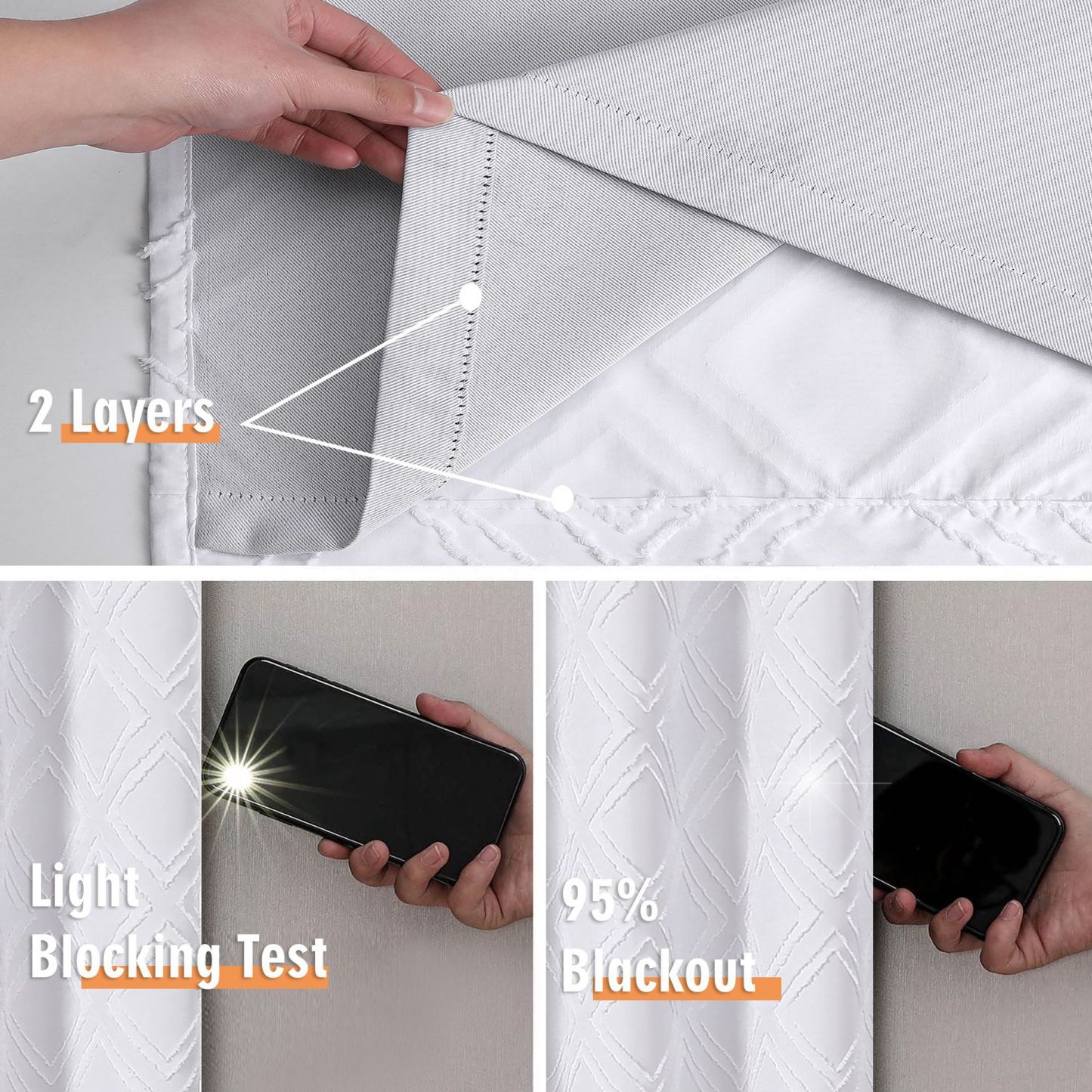 3D Cutout Diamond Blackout Curtain │ Geometric Grommet Top 