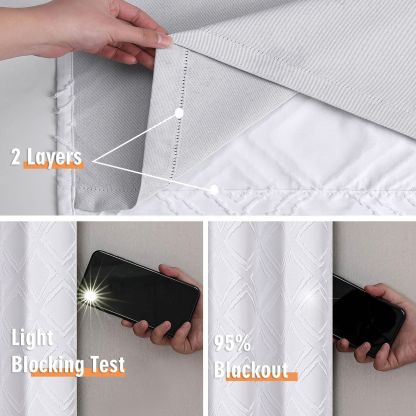 3D Cutout Diamond Blackout Curtain │ Geometric Grommet Top 