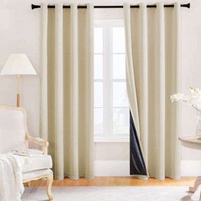 Spring-Yarn Laminated Full Blackout Curtains – Waterproof, Heat-Insulating, Ready-Made Solid