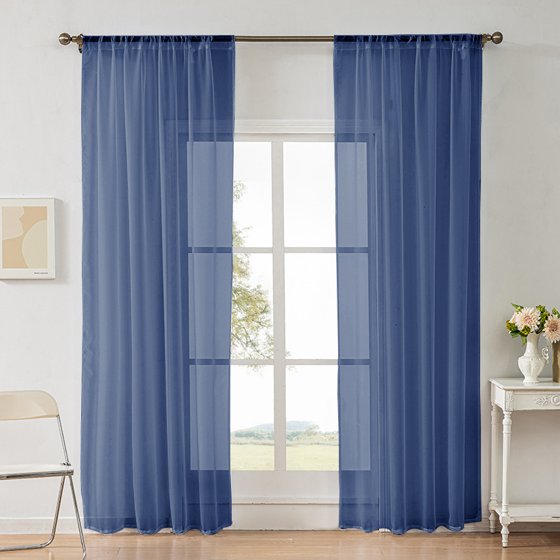Solid Color Polyester Sheer Curtains – Semi-Transparent Light-Filtering Drapes