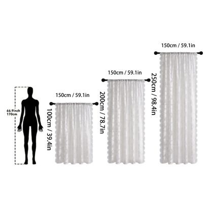 Knitted Lace Camellia Edge Rod Pocket Sheer Curtain │ Ready-Made Window Panel