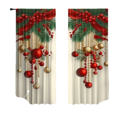 Christmas Printed Blackout Curtains – Ready-Made Rod Pocket Panels for Winter Home Décor