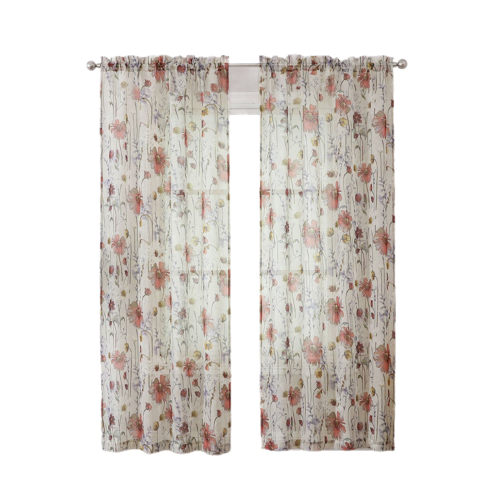 New Hot-Selling Printed Crinkled Terylene Sheer Curtain │ Custom Size Available │ Light & Airy Transparent Voile for Living Room/Home Décor