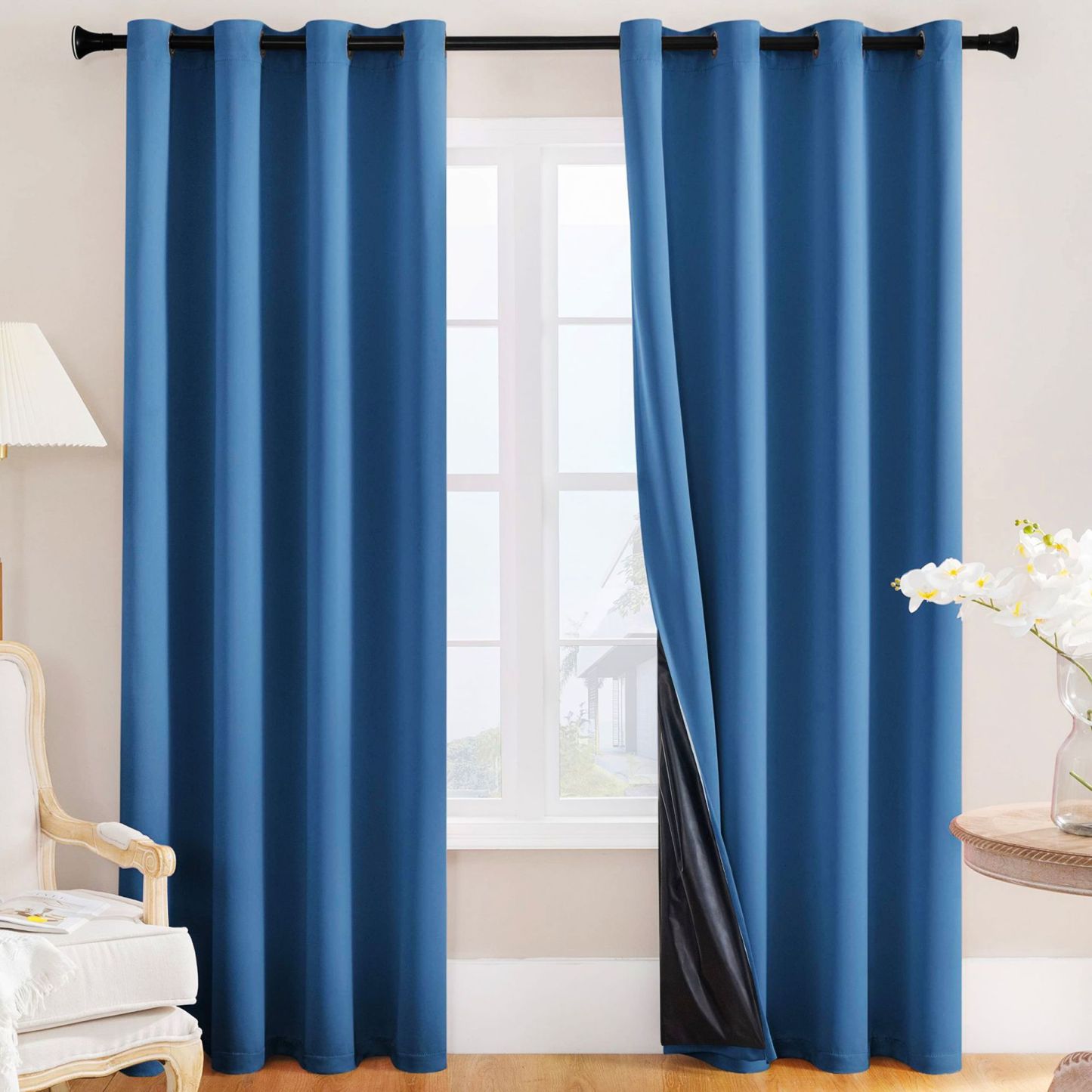Spring-Yarn Laminated Full Blackout Curtains – Waterproof, Heat-Insulating, Ready-Made Solid