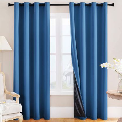 Spring-Yarn Laminated Full Blackout Curtains – Waterproof, Heat-Insulating, Ready-Made Solid