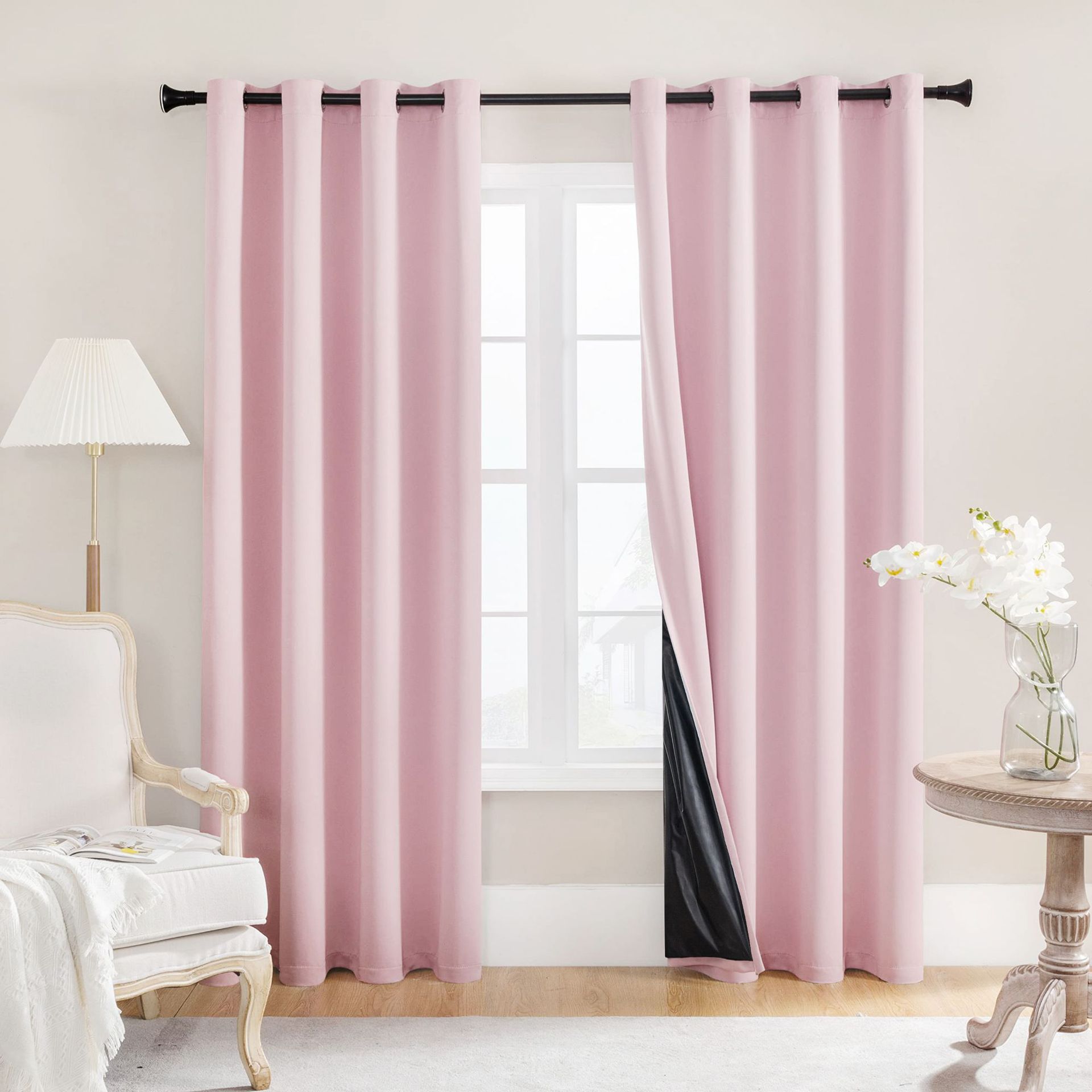 Spring-Yarn Laminated Full Blackout Curtains – Waterproof, Heat-Insulating, Ready-Made Solid