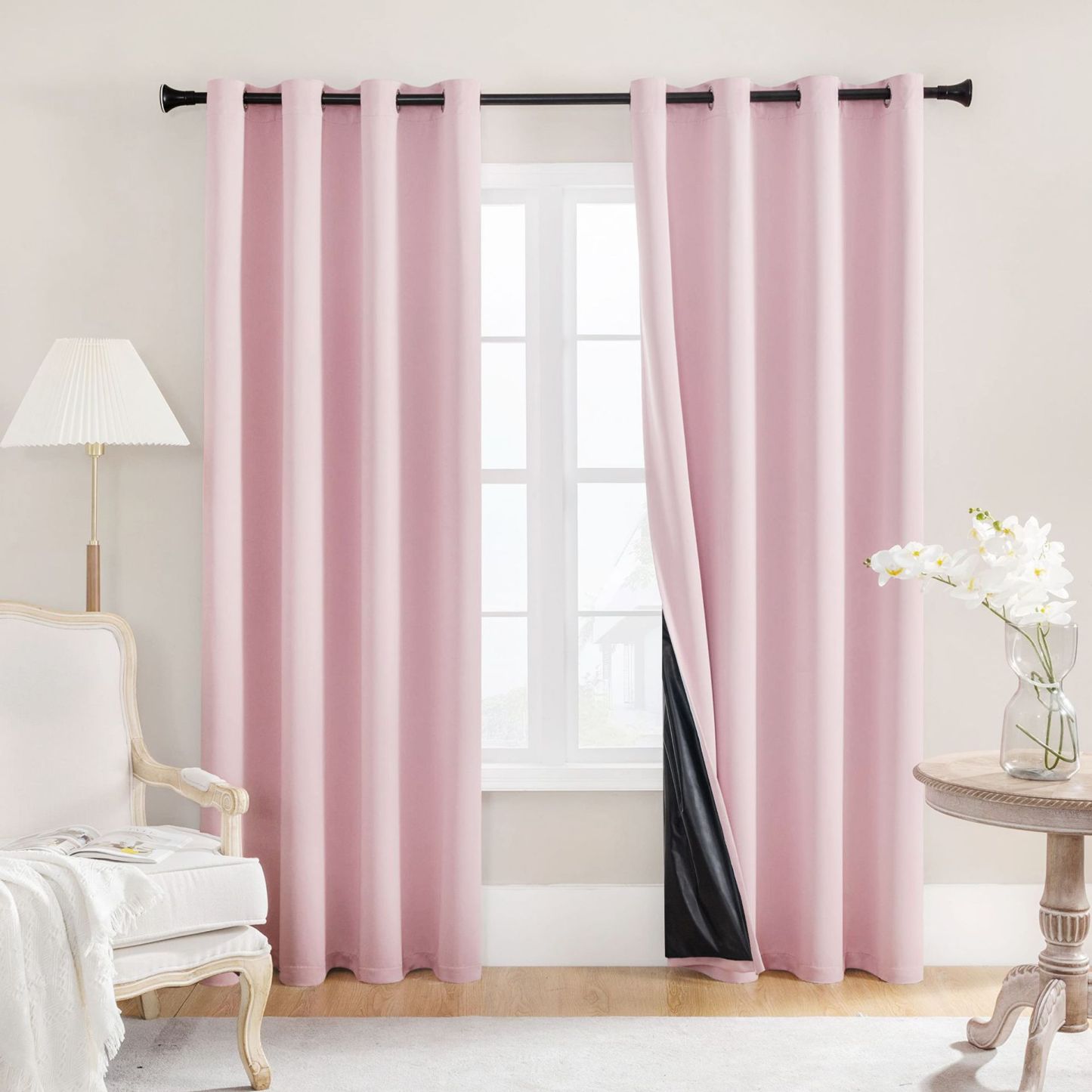 Spring-Yarn Laminated Full Blackout Curtains – Waterproof, Heat-Insulating, Ready-Made Solid