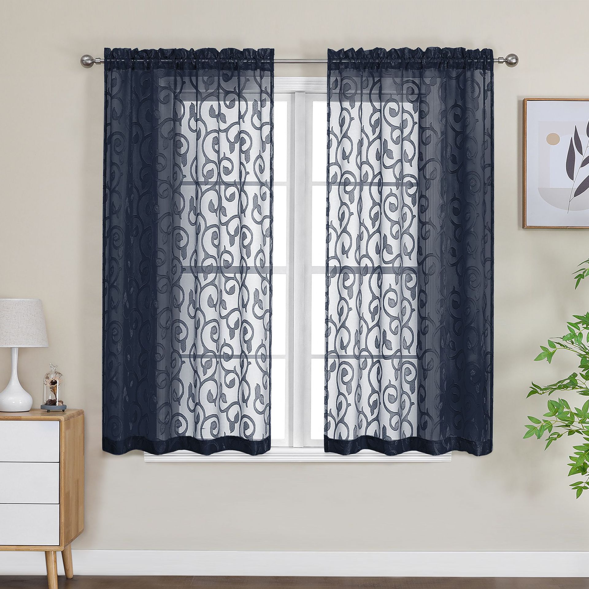 Modern Home Sheer Curtain │ Light-Filtering Solid Color │ Perforated & Cutout Design │ Customizable & Hot-Selling Export