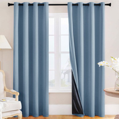 Spring-Yarn Laminated Full Blackout Curtains – Waterproof, Heat-Insulating, Ready-Made Solid