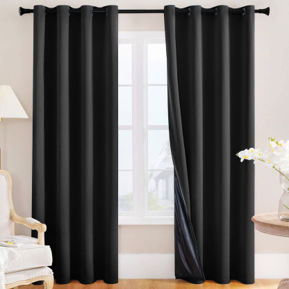 Spring-Yarn Laminated Full Blackout Curtains – Waterproof, Heat-Insulating, Ready-Made Solid