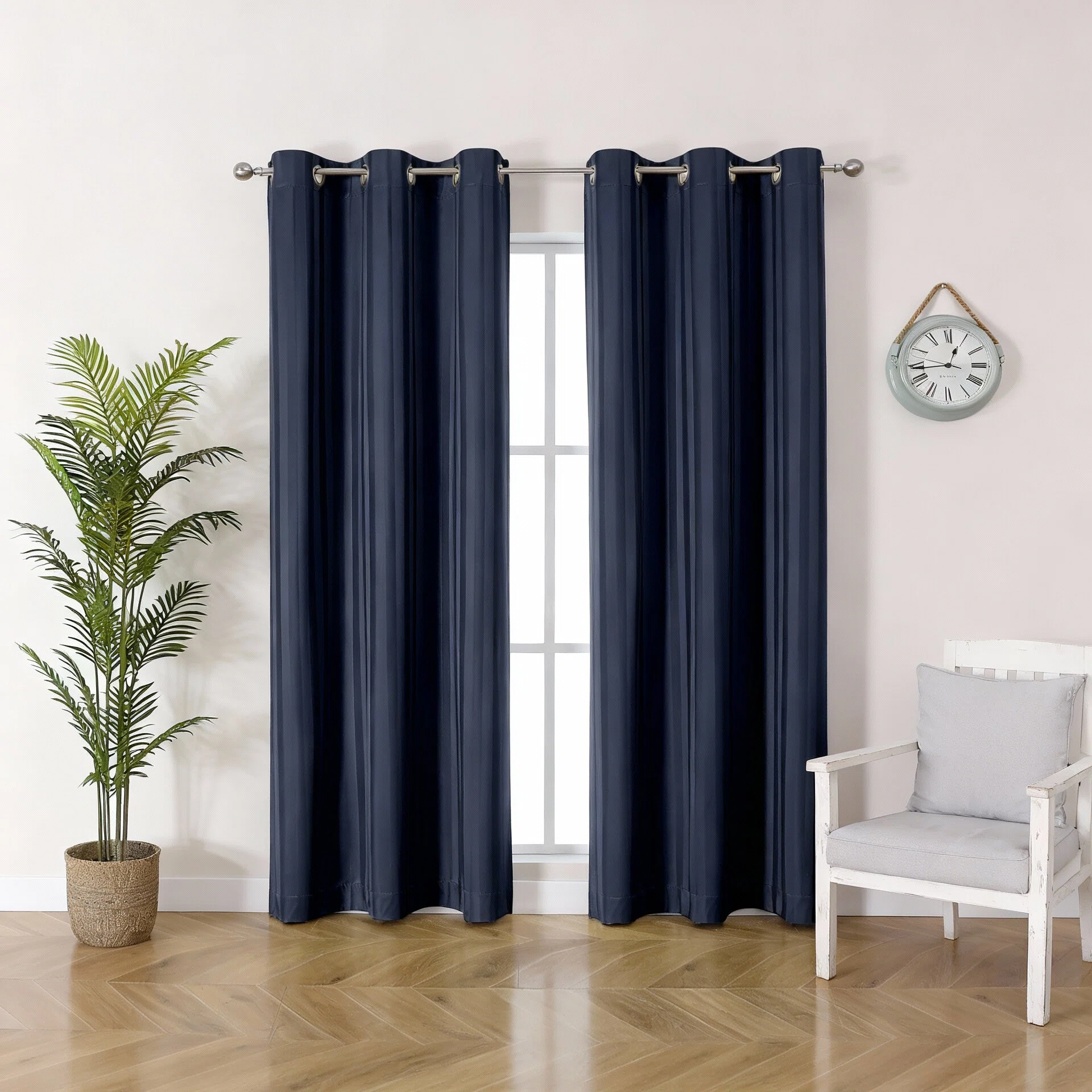 Set of 2-Full Blackout Grommet Curtain │ Pre-Coated Black Film │ Sun & Heat Blocking